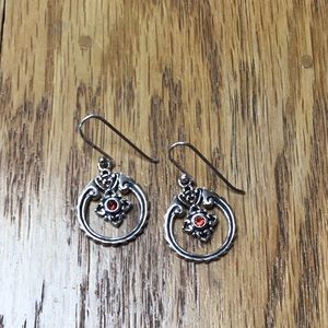 Sterling silver  earrings garnet colored stone